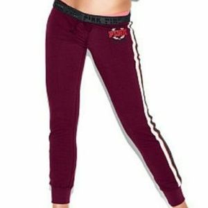 NWT PINK Limited Edition Leather Stripe Joggers